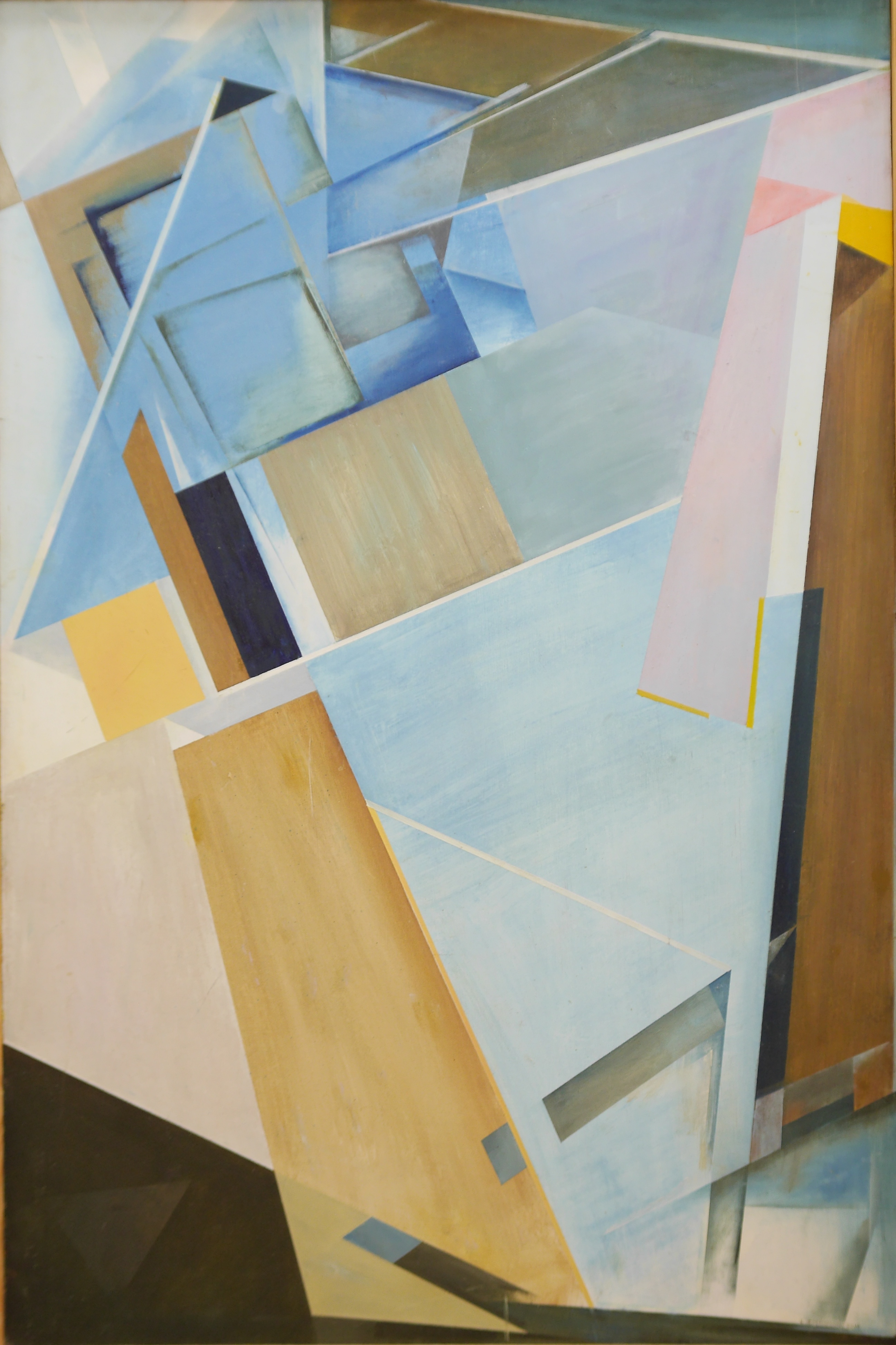 L. J. Norman, abstract oil on board, Geometric shapes, signed and dated 2010, 91 x 61cm. Condition - good